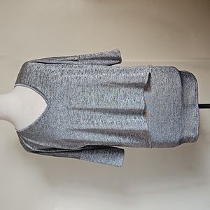 White House Black Market Gray Layered Tunic Blouse 3/4 Sleeves Size Medium P